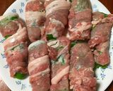 A picture of step 3 of So Fast! So Easy! Green Pepper Wrapped in Pork (Side Dish).