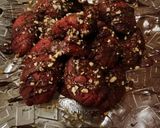 Φωτογραφία βήματος 5 της συνταγής Red velvet μελομακάρονα με κουβερτούρα ♠️💜