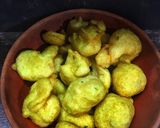 A picture of step 2 of Ram Laddu street food.