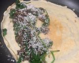 A picture of step 4 of Spinach and mushroom crepe / pancake filling.
