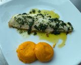Foto del paso 4 de la receta: Pescado plano en cocción unilateral, flan de zanahoria con salsa de hierbas 🌿