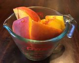 A picture of step 1 of California Farm Peach Syrup.