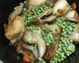 Foto del paso 2 de la receta Codornices con jamón y verduras en cocotte al vino blanco