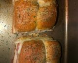 A picture of step 3 of Ham and Swiss sliders.