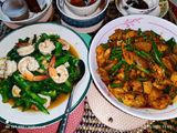 คะน้าฮ่องกงผัดมันกุ้งสด