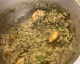 A picture of step 3 of Risotto with Squid Ink and Shrimp.