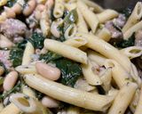 A picture of step 4 of Penne with Spinach,Beans and Sweet Sausage.