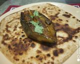 A picture of step 3 of Stuff brinjal with Parantha.
