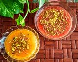 Foto del paso 5 de la receta: Flan tres leches bañado con mermelada de cereza y melocotón con pistachos triturados!💕