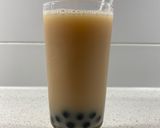 A picture of step 6 of Taiwanese milky bubble tea (iced or hot).