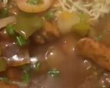 A picture of step 8 of Sizzling Garlic burnt fried rice with chicken Manchurian.