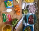 A picture of step 1 of Shredded beef & veggie sauce🌶🥕🥩🥔.