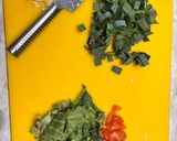 A picture of step 2 of #CookEveryPart Stir-fry noodles with leek tops and spring greens.
