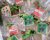A picture of step 1 of Minecraft cookies with handmade treat tags.