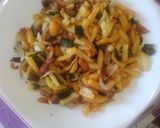 Foto del paso 10 de la receta: Kebab con acompañamiento de patatas, cebolla y pimientos