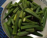 A picture of step 1 of Kurkuri bhindi.