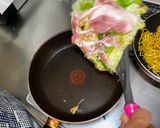 A picture of step 4 of Japanese Hiroshima Okonomiyaki Pancake.