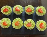A picture of step 10 of Matcha and Red Bean Cupcakes with Matcha Buttercream Frosting.