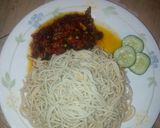 A picture of step 2 of Spaghatti and souce.