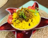 A picture of step 8 of Lunch: Basanti Pulao with Chicken Kosha/Bhuna Chicken.