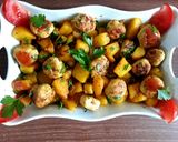 عکس مرحله 1 از دستور خوراک سیب زمینی و مرغ به سبک ترکی