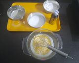 A picture of step 2 of Eggless steam caramel custard.