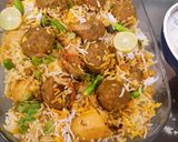 A picture of step 5 of Kofta biryani.