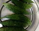 A picture of step 1 of Bharva Bharela karela.