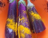 A picture of step 2 of Brinjal dip Dal curry.