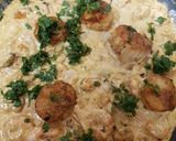 A picture of step 7 of My Garlic Seared Scallops and Fish medley. 😘.
