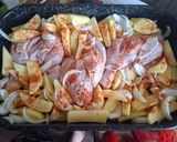 Pas rețetă Friptură țărănească de pui cu garnitură de cartofi și salată de varză 3 fotografie