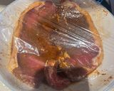 A picture of step 1 of Tamari Marinated Sirloin Steak with Coconut Jasmine Rice 🍚.