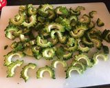 A picture of step 1 of Bitter Gourd Curry: (Karele ki Sabzi).