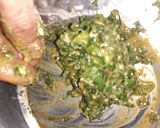 A picture of step 2 of Roti bread spinach sandwich.