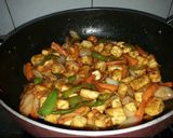 A picture of step 2 of Chilli Paneer.