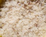 A picture of step 3 of Rice and beans with moringa leaves.