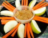A picture of step 3 of Apples and Carrot Sticks with Peanut Butter and Cream Cheese Dip.