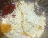 A picture of step 1 of Onion cheela with tomato chutney and Masala Chaas.
