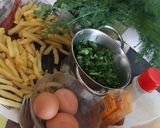 A picture of step 1 of Herby🌿,eggy🥚 chips 🍟.