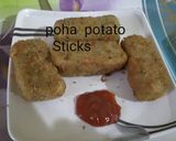 A picture of step 6 of Poha Potato Sticks.