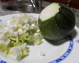 A picture of step 1 of Zucchini Tortilla with Leeks and Manchego Cheese.