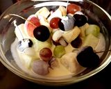 A picture of step 2 of My mixed Fruit with Double cream all over. Yummy😉.