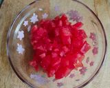 A picture of step 1 of Watermelon salsa.