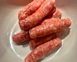 A picture of step 1 of Malloreddus alla Campidanese (pasta with saffron, tomato and pork sausage ragù).