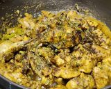A picture of step 8 of Dahi chicken.