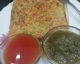 A picture of step 5 of Besan bread on griddle.