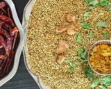A picture of step 3 of Sambhar powder masala (South Indian recipe).