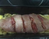 Foto del paso 4 de la receta: Solomillo de pavo con jamón y mahonesa de guisantes con lima y hierbabuena