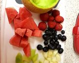A picture of step 1 of My Fruit Mix in a Galia Melon Bowl 😎.