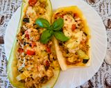 Darált hússal töltött tök és cukkini sok reszelt sajttal 🥂🥂🥂 recept fázis 10 fotója